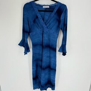 Jonathan Martin Blue Tie Dye Vintage 1990s Y2K Lace Gothic Midi Dress